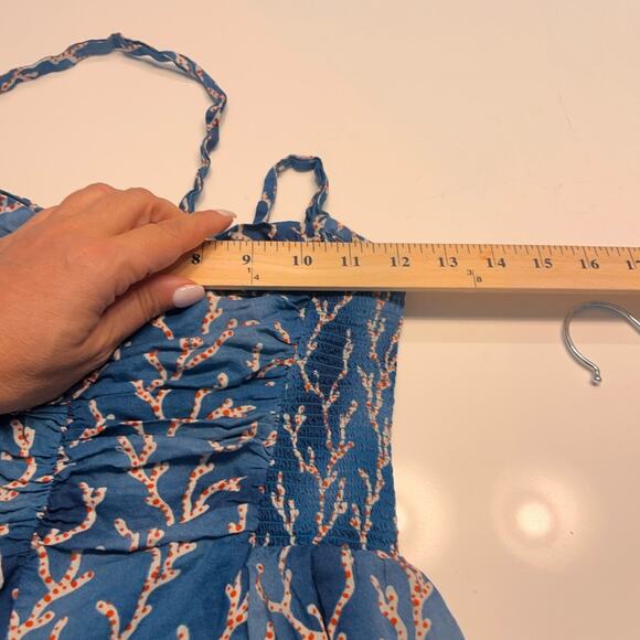 Anthropologie HD in Paris Blue Acropora Coral Print Fit and Flare Dress Size 00 - Picture 11 of 12